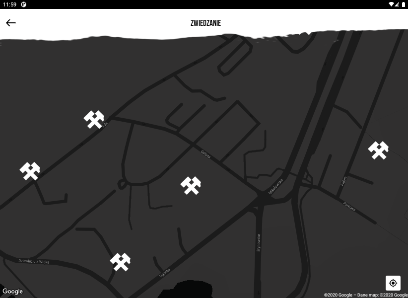 Zrzut ekranu aplikacji - mapa dzielnicy